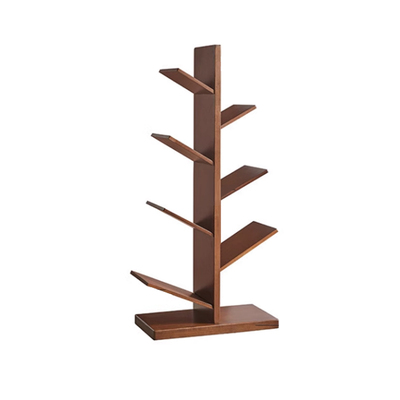 实木树形书架落地置物架客厅一体靠墙角落儿童书柜转角创意小书架