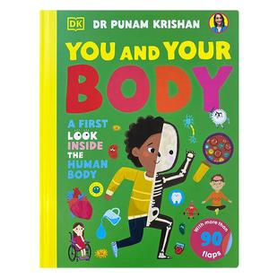 英文原版进口DK你和你的身体初探人体内部 you and your body儿童科学科普互动百科纸板翻翻书机关书英语书籍支持点读3岁以上