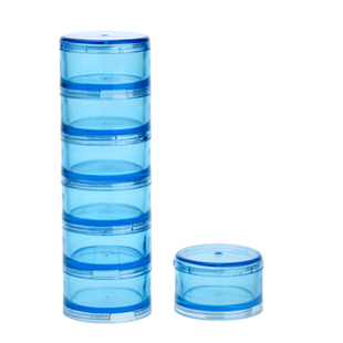 便携一周7天圆柱形拼接药盒塑料大容量分装7格药品旅行药片收纳盒