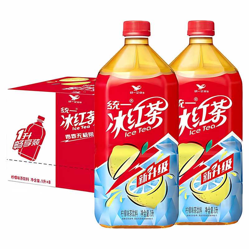 统一冰红茶1L*8瓶整箱经典柠檬味茶饮料冰爽果味红茶夏季饮品6瓶
