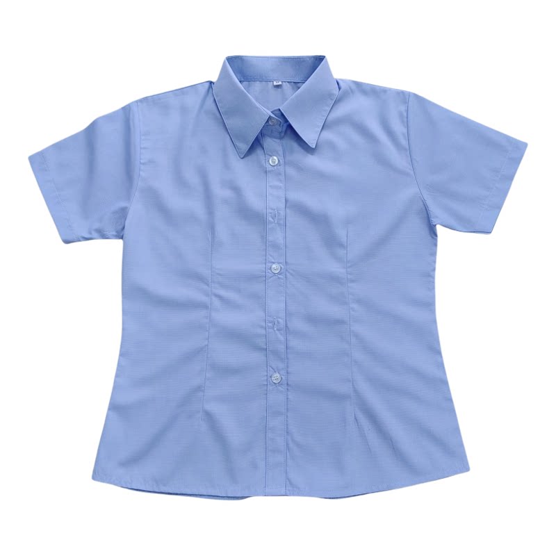 工厂车间天蓝色短袖男女装衬衫修身女式灰色衬衣夏季厂服工衣定制