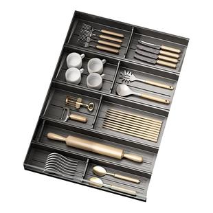 枪灰厨房抽屉收纳分隔橱柜内置分格碗架放刀叉碗筷勺子餐具收纳盒