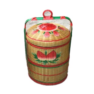 潮汕婚嫁娶结婚喜庆用品竹制品纯手工彩绘花篮潮州竹艺迷你竹篮子