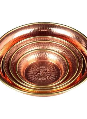 纯铜鎏金雕花供盘供佛吉祥花纹