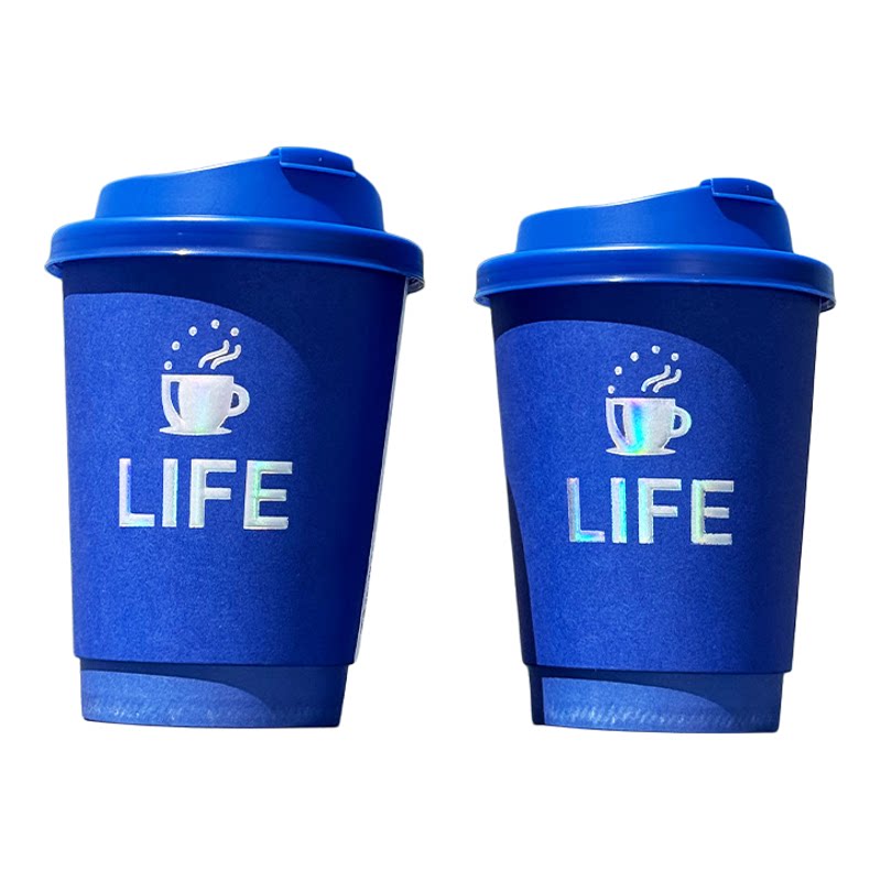 咖啡杯子一次性蓝色奶茶杯子定制加厚纸杯带盖外卖打包商用印logo