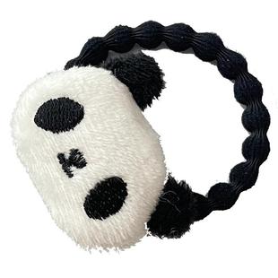可爱呆萌毛绒软萌立体熊猫卡通发绳发圈发夹别针玩偶儿童扎头发女