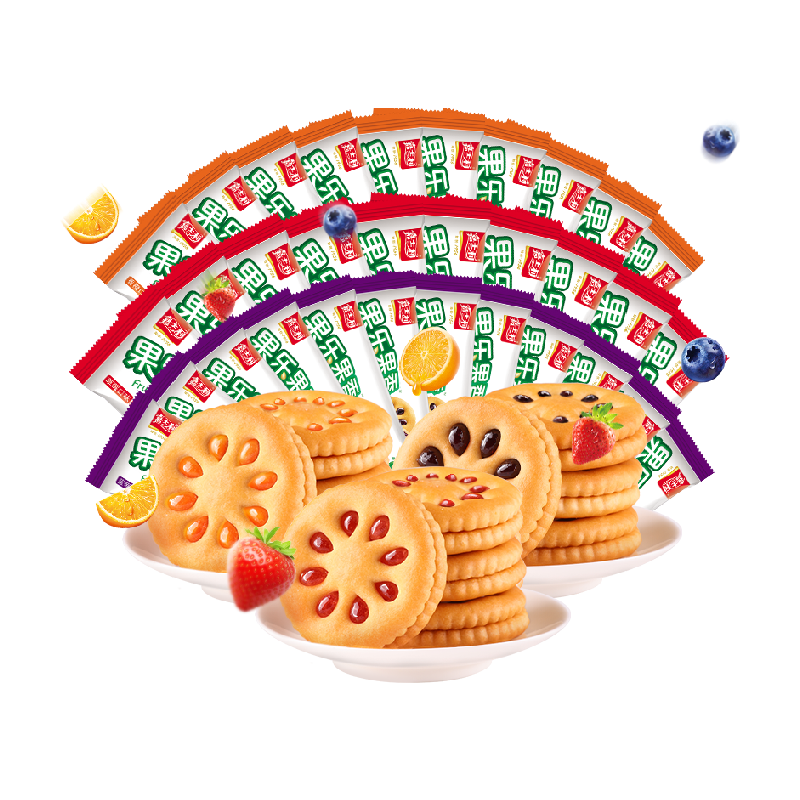 【蜂狂零食节】嘉士利果乐果香夹心饼干多口味独立包装576g*1箱