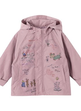 允儿妈女童日系连帽防风服冲锋衣