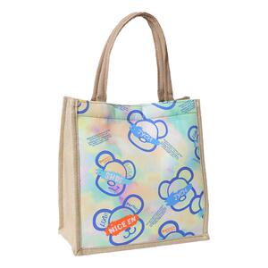 卡通文艺草莓手提包2024新款小清新卡通亚麻包ins妈咪包饭盒包女