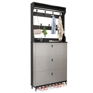 鞋柜家用门口2026新款超薄入户翻斗衣帽架一体靠墙小窄门外走廊用