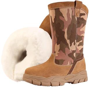 冬季羊毛雪地靴男皮毛一体加厚保暖东北大棉鞋户外棉靴蒙古靴马靴