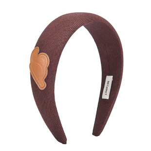 Sei Carina Y红棕色皮质logo发箍女百搭时尚高颅顶不勒头发饰头箍