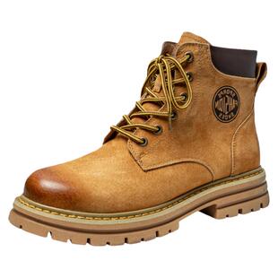 马丁靴男款2026新款真皮靴子冬季男鞋复古情侣款工装靴厚底大黄靴