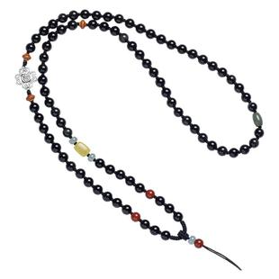 花素编织多宝配饰绳子玛瑙玉佛高档黑曜石项链绳串珠玉石吊坠配绳