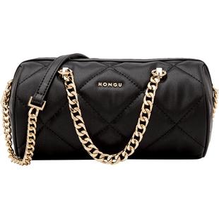 HONGU红谷女包菱格包单肩包高级质感波士顿包包女复古包百搭小众