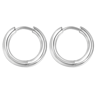 GRGR镀白金大耳圈男嘻哈百搭光面GlossyEarrings银色素耳环女大号