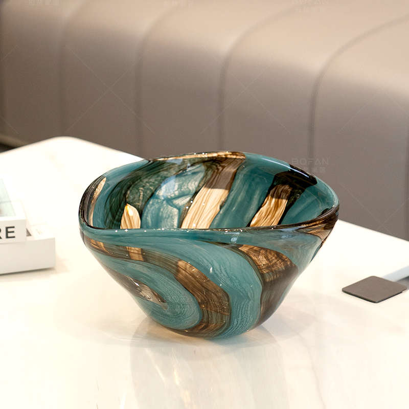 柏梵轻奢艺术琉璃水果盘高档客厅茶几收纳果盘家用桌面装饰摆件