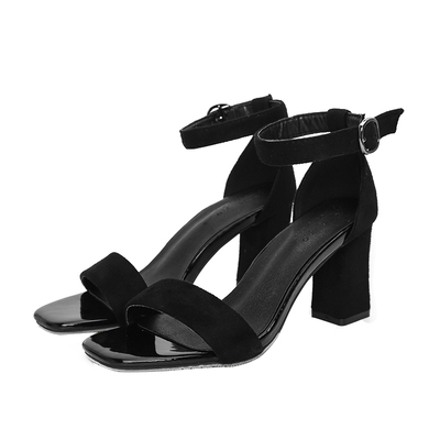 粗跟中跟百搭时尚仙女一字带凉鞋