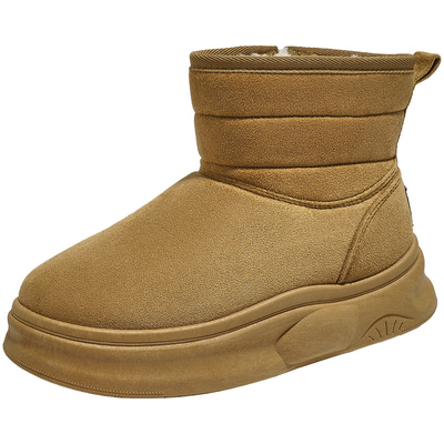 人本厚底雪地靴女冬季加绒加厚2025新款外穿保暖防滑东北短筒棉鞋