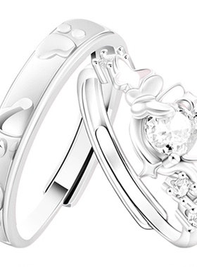 VIVIWELL粉蝶喵喵S925银情侣对戒