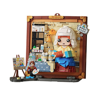 LOZ/俐智世界萌画名画积木立体画小颗粒拼装 呐喊鸭倒牛奶的女佣