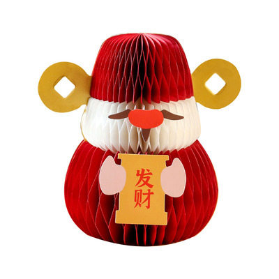 春节财神爷蜂窝纸艺可爱摆件