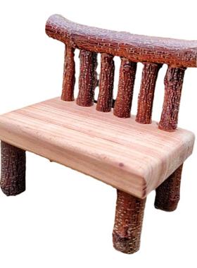 原生态桌面摆件实木小凳子创意原木手工微型排椅装饰品拍照道具