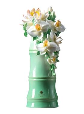 夫己纯手工陶瓷玉蕊摇风之虚谷长馨卧室客厅茶桌餐厅玄关摆件