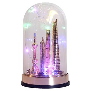 上海地标建筑发光东方明珠上海中心塔模型桌面摆件旅游纪念品礼品