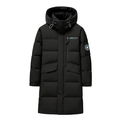 鸭鸭2024秋冬新款男士中长款鹅绒连帽工装羽绒服防风保暖抗寒外套