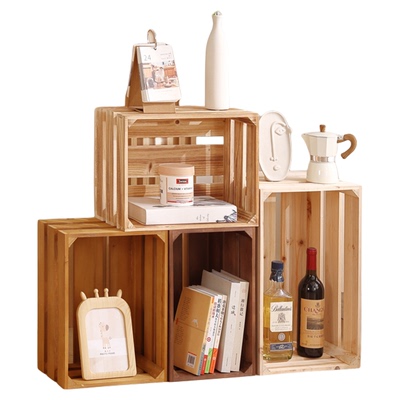 摄影道具收纳筐实木收纳箱木条箱超市陈列展示木箱子收纳筐木框箱