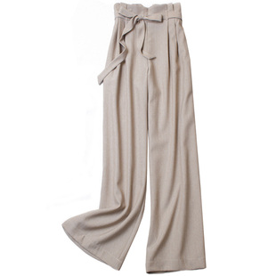 秋装新款系带花苞裤休闲百搭宽松阔腿裤复古轻熟风高腰纸袋裤329