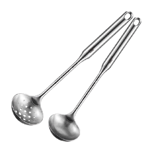 包邮炊大皇304不锈钢锅铲小号一体全钢汤勺漏勺铁锅无涂层锅用