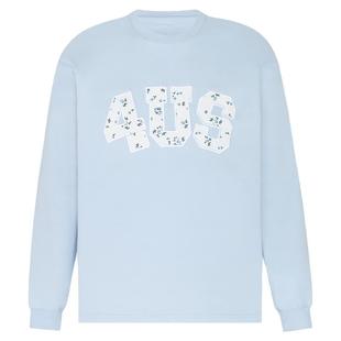 FORUYES官方店 春秋碎花贴布绣国潮牌情侣男女宽松打底衫T恤长袖