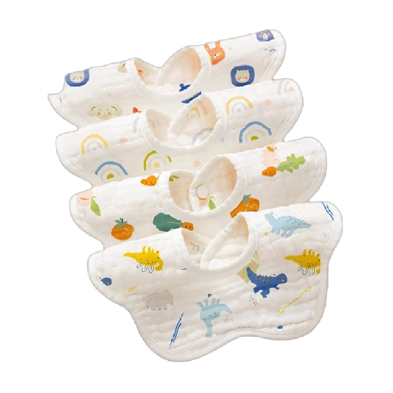 爱贝迪拉婴儿纯棉纱布围嘴围兜宝宝新生儿口水巾防吐奶垫a类秋冬