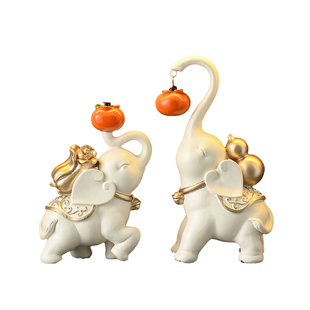 柿柿如意大象摆件轻奢高档客厅招财电视柜酒柜装饰品乔迁新居礼品