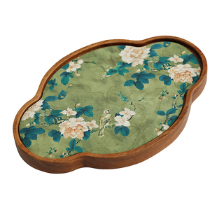 胡桃木茶盘托盘小型一人高颜值干泡台茶具摆放茶托壶承杯垫新中式