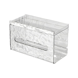 冰川纹透明纸巾盒家用卫生间免打孔壁挂式洗漱台防水置物架抽纸盒