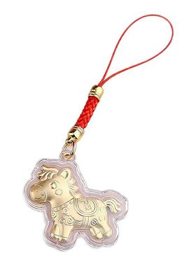 2026年爆款仿金999马上有钱马年卡通小马吊坠包包手机挂件挂饰绳