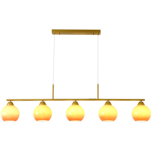 法式复古餐厅吊灯侘寂美式中古风简约大气长条吧台柿子吊灯