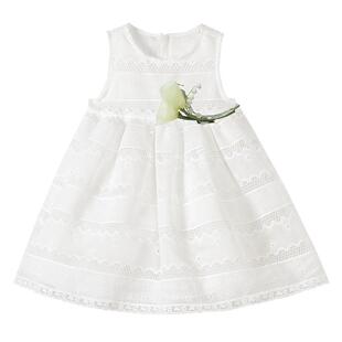 朗姿童装/ETTOI爱多娃女童无袖公主裙儿童白色蓬蓬连衣裙夏季新款