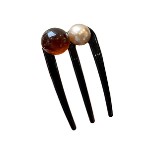 高级感u型三齿珠珠发簪2025新款高端气质簪子新中式盘发发钗头饰