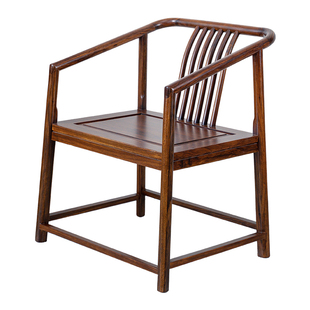 乌金木新中式圈椅全实木椅子休闲茶椅茶桌椅主椅客人椅三件套禅意