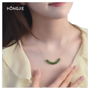 和田玉项链女碧玉锁骨链925银链新中式国风吊坠小众设计碧玉项链