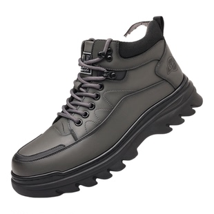 啄木鸟冬季高帮棉鞋男款加绒加厚真皮软底休闲棉皮鞋爸爸鞋雪地靴