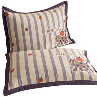 纯棉四层纱布枕套一对装成人枕头套家用加厚全棉内胆套吸汗防头油