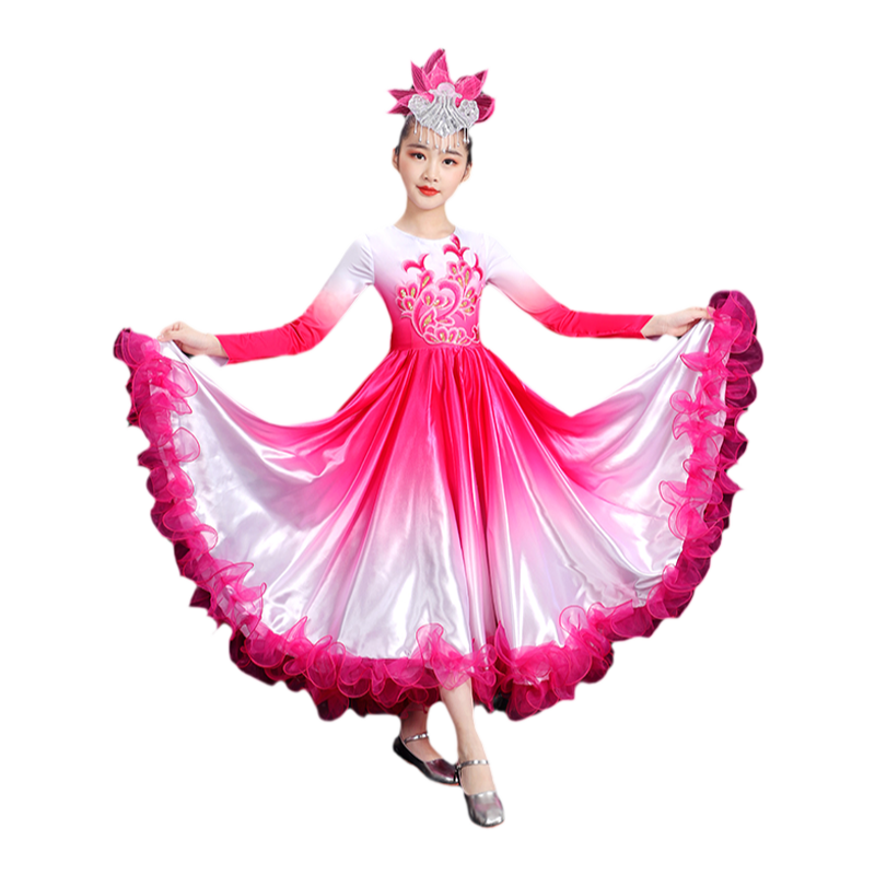 中小学生大气开场舞大摆裙女童舞蹈服装六一儿童演出服饰歌伴舞服