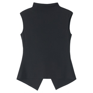 弥古黑色半高领针织背心女2026年春季新款无袖打底衫宽松内搭上衣