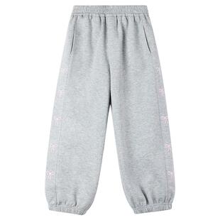 女童芭蕾甜心蝴蝶结针织卫裤秋冬新款中大童亲肤透气双面棉束脚裤