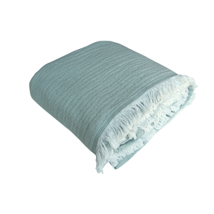 日式纯色A类纯棉纱布厚床单外贸绿色单双人空调毯子亲肤卧室盖毯